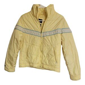 Abercrombie & Fitch Jacket Women's M Butter Yellow Puffer Full Zip Pockets Nylon